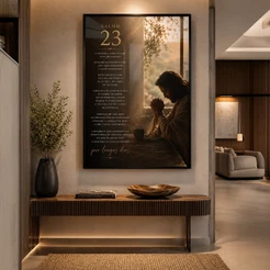 Quadro Salmo 23 Decorativo com Moldura Arte Religiosa para Parede