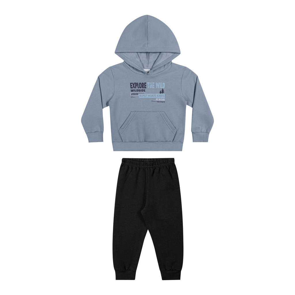 Conjunto Infantil Menino Wildside Com Capuz Elian Azul