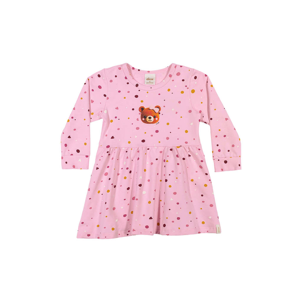 Vestido Bebê Menina Poás Com Ursinha Elian Rosa · foto 2
