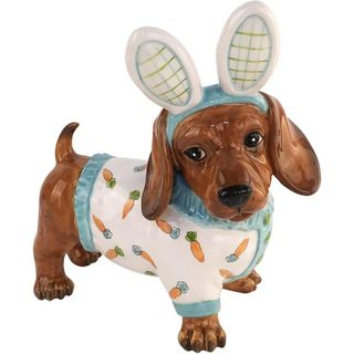 Estatueta De Dachshund Blue Sky Clayworks Arrojado Em Cenouras , 7.5 " C x 5.5 " L x 9.5 " H
