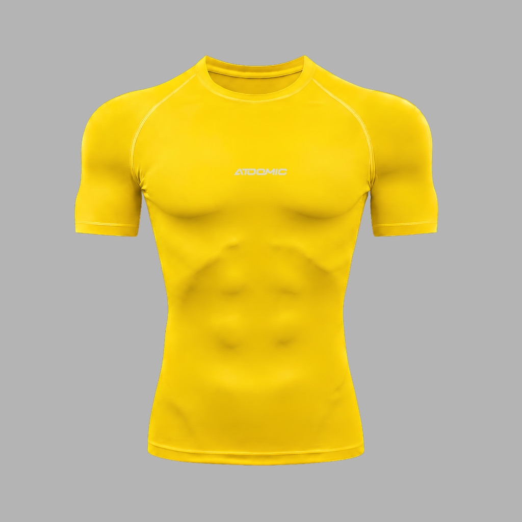 Camiseta Manga Curta Amarelo UV Lisa Casual Treino Academia Esportes Exercícios Corrida Promoção