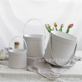 Boutique novo balde de flor branca couro presente abraço balde doces de casamento portátil bebê mês inteiro retorno pres