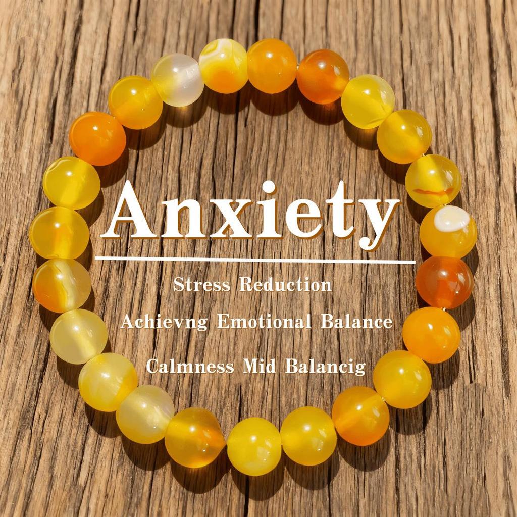 Temu Xiyin TK Pulseira transfronteiriça de venda quente Natural Amarelo Listrado Ágata Pulseira Descompressão Equilíbrio