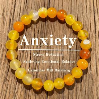 Temu Xiyin TK Pulseira transfronteiriça de venda quente Natural Amarelo Listrado Ágata Pulseira Descompressão Equilíbrio