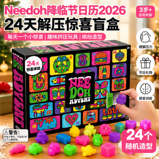 Needoh2026 Calendário de contagem regressiva de Natal Conjunto de música de pitada de 24 grades para crianças Caixa mist