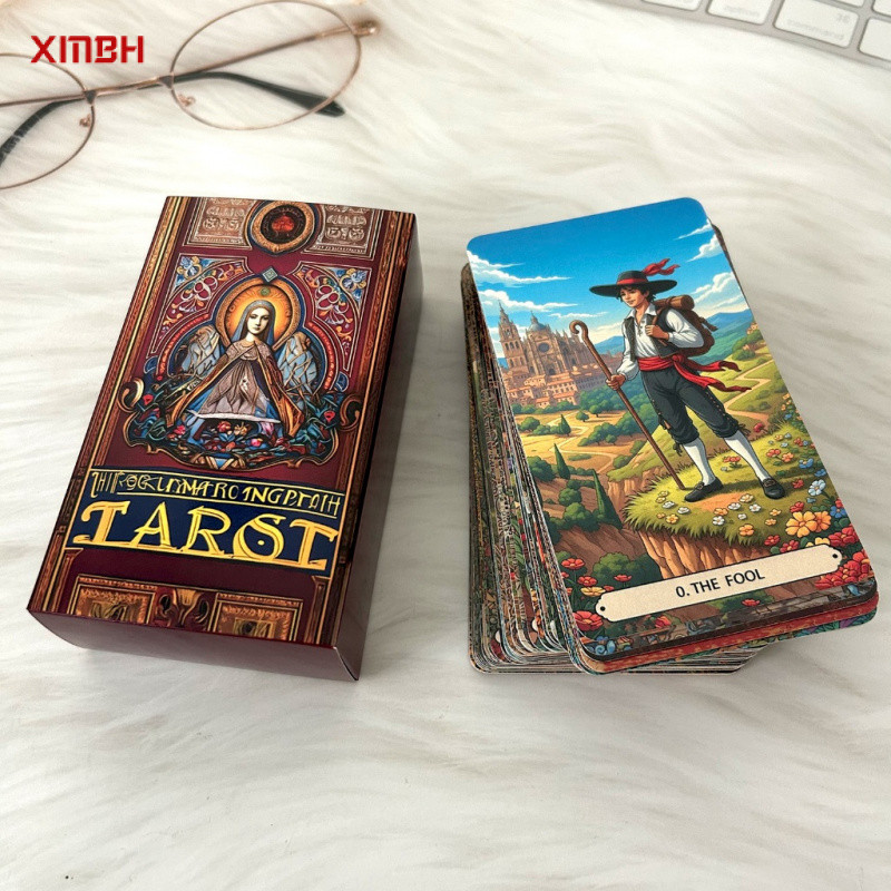 78 peças, cartas de tarô de 70 x 120 mm, guia em PDF, jogo de tabuleiro de adivinhação com runas, 72M8.