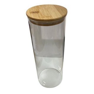Pote Hermético Vidro Borossilicato 1,8L Tampa Bambu Transparente Lehavi