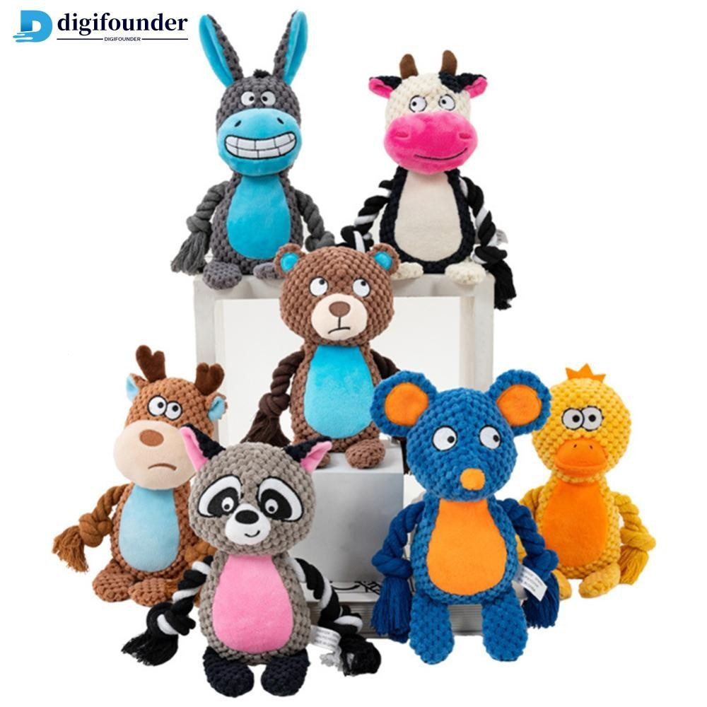DIGIFOUNDER Cão De Pelúcia Mastigar Brinquedo Animais Bonitos Em Forma De Animal De Estimação Corda De Algodão Interativ