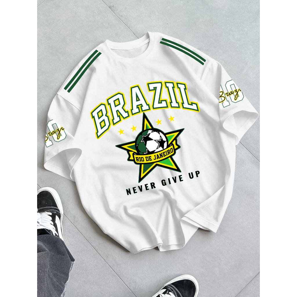 Camiseta masculina, camiseta estilo Casual com estampa de futebol e estrela