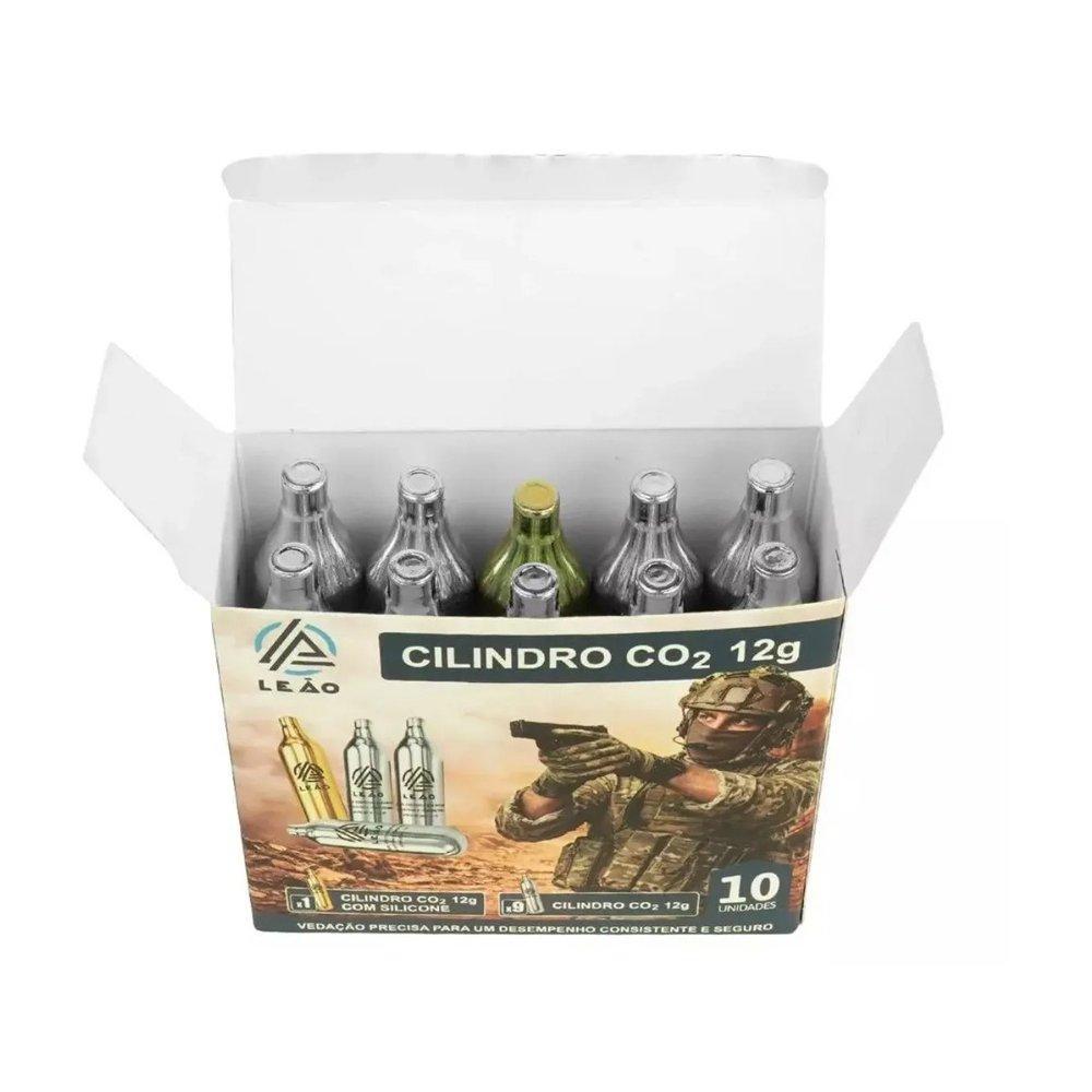 Kit 10 Cilindro Co2 12g Leão Premium Repair 09 + 01 com Sili — imagem 2 de 2
