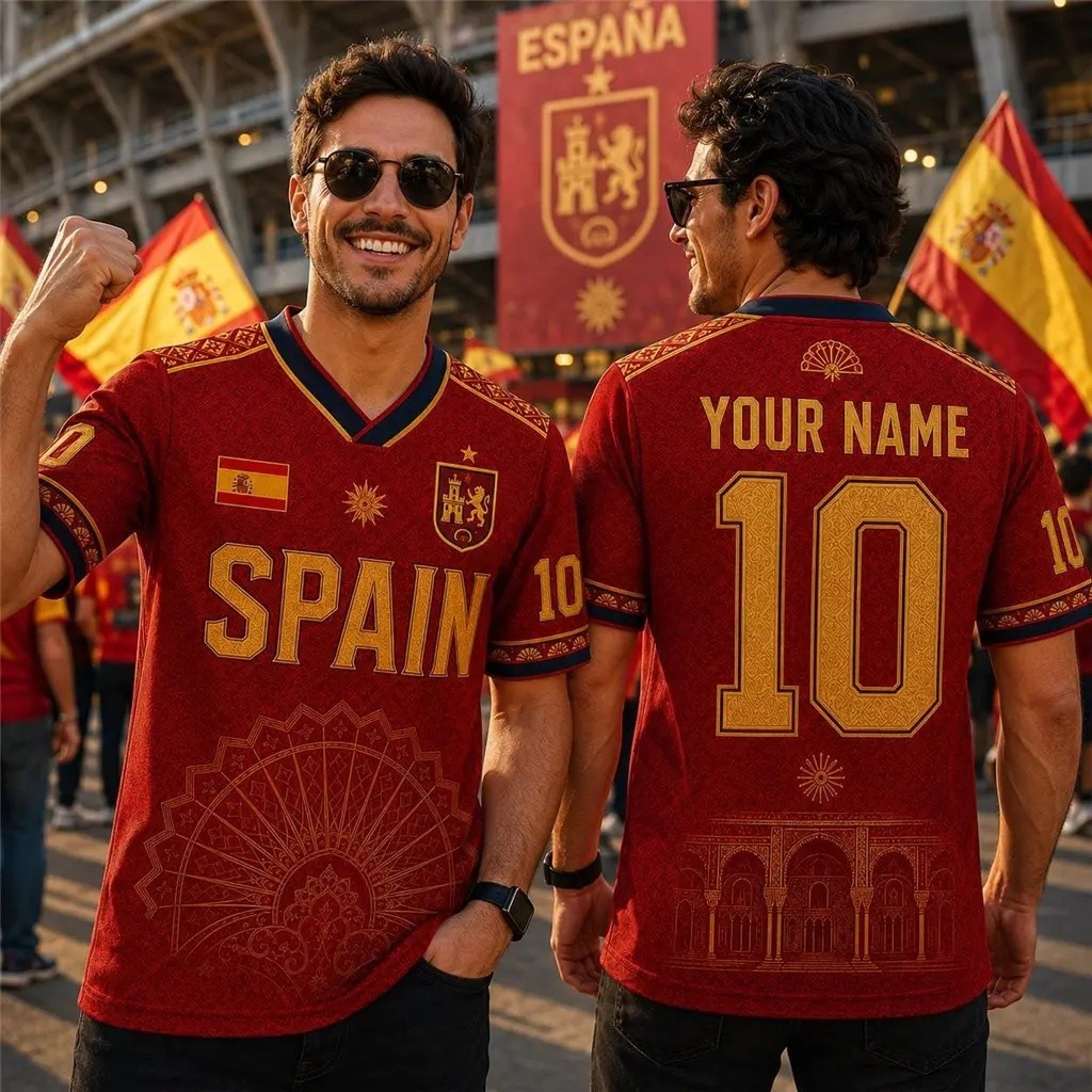 Camisa de futebol retrô, camisa personalizada do time de futebol espanhol, presente para fãs de futebol
