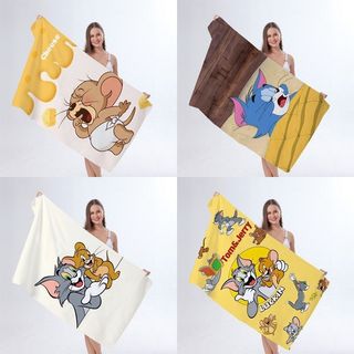 Toalha de praia de gato e rato, toalha de banho fofa de alto valor para corrida ao ar livre, natação, absorvente de suor