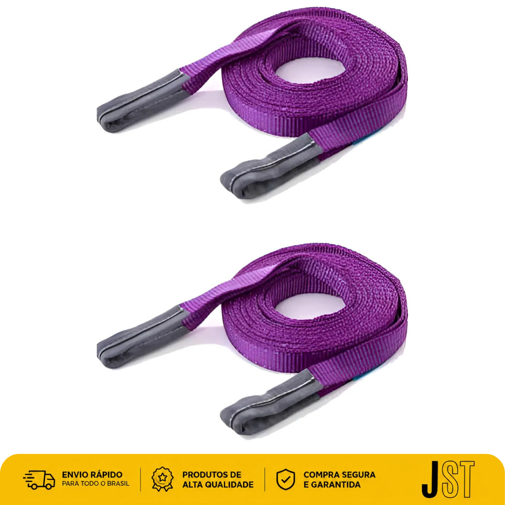Kit com 2 Cintas de Elevação de Carga 1 Tonelada x 1,5 Metros Roxa JST