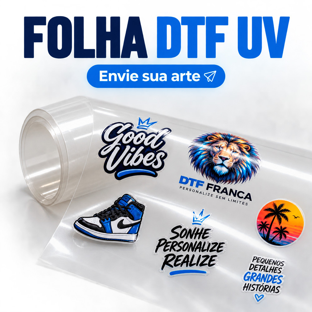 Adesivo DTF UV Personalizado para Copos Canecas Vidros e Acrílicos
