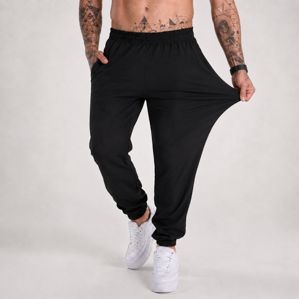 Calça Jogger Elastano Masculina de Tactel Elastic Premium Para Treino Esportivo e Corrida HALENA