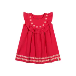 Vestido Bebê Menina Babados Floral em Puff Elian Vermelho