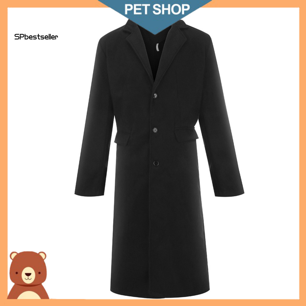 Sp Inverno Masculino Manga Comprida Botões Jaqueta Casaco Trench Coat De Comprimento Médio