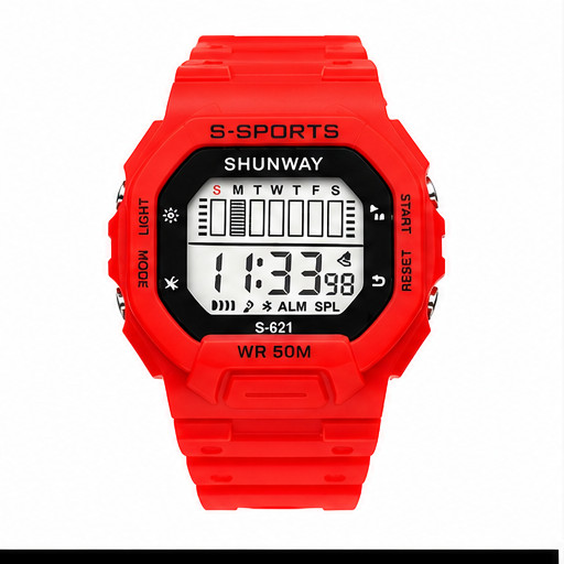 Relógio Digital Esportivo Shunway S-621 Vermelho WR 50m