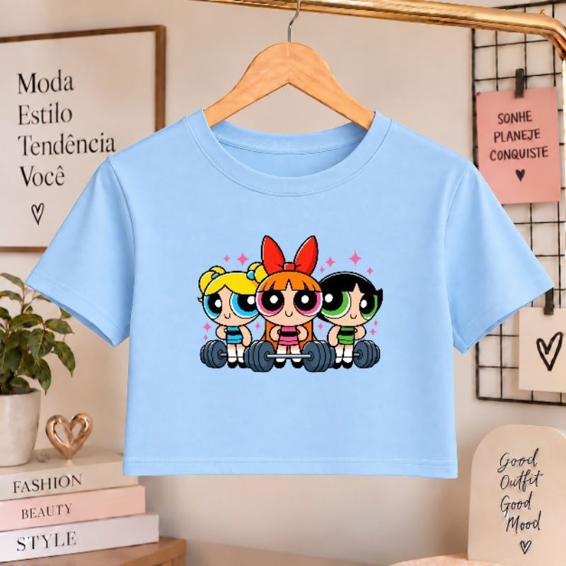Blusinha Cropped Feminina Super Poderosas Estampa Queridinha Algodão Leve Confortável Charmosa Moderna Fashion P ao GG