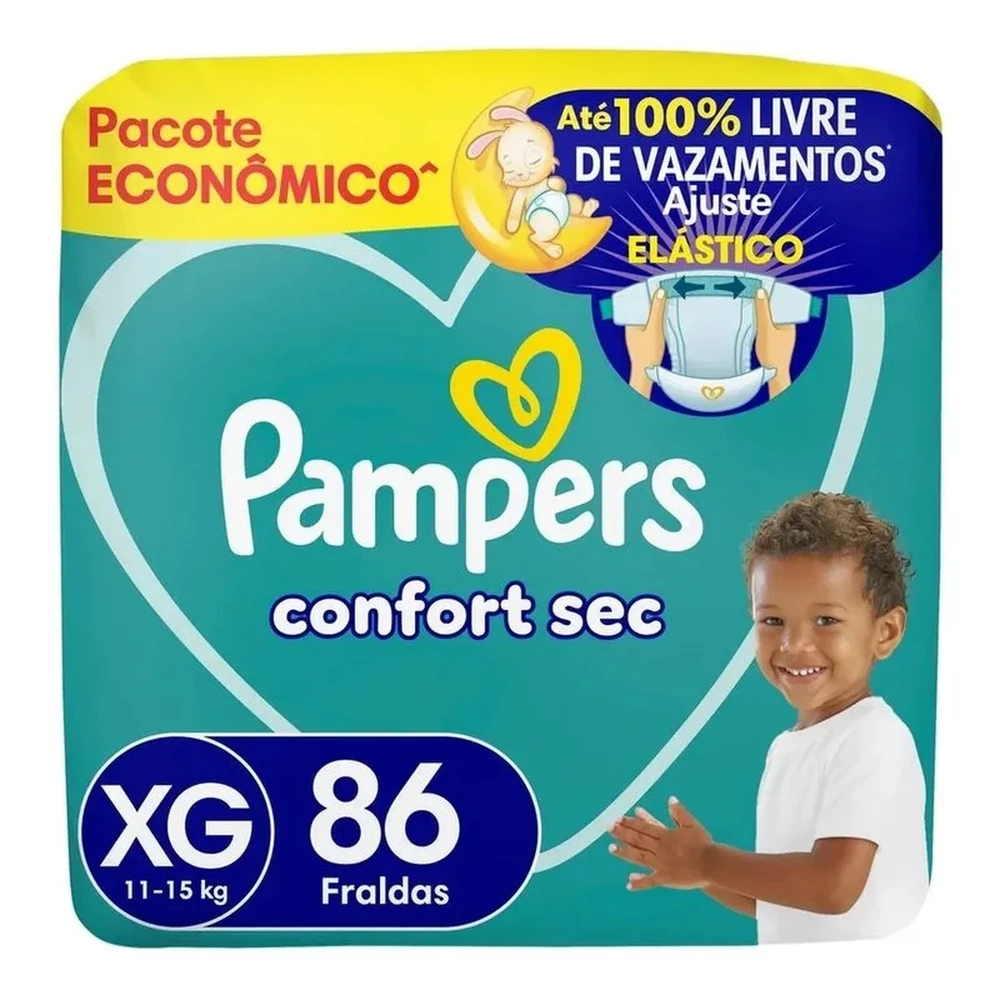 Fralda Pampers Confort Sec XG 86 Unidades