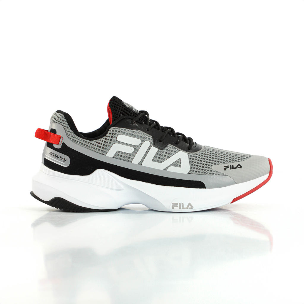 Tênis Fila Recovery Cinza Preto e Vermelho - Masculino