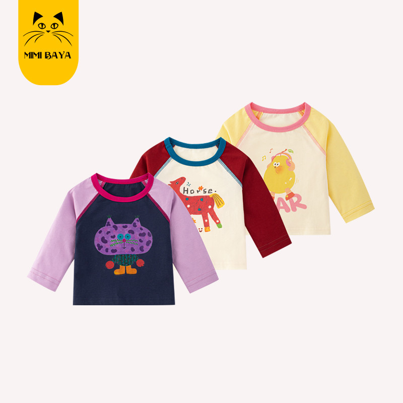 Roupas de bebê primavera outono manga comprida camiseta puro algodão masculino feminino bebê exterior topo dos desenhos 