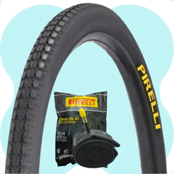 Pneu Pirelli Primor 26 x 1.1 / 2x2 Barra Forte motorizada montadinha Bike + Camara de ar PE-26