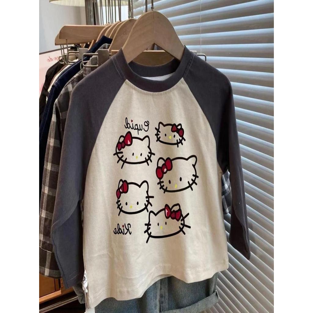 Primavera outono novo estilo meninos meninas algodão de manga comprida camiseta crianças bebê costura impressão dos dese