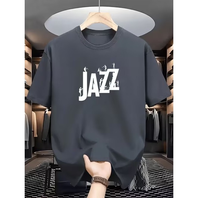 Camiseta Manga Curta Estampada Jazz Confortável Moderna Elegante Estilosa Moda Casual Tendência Verão