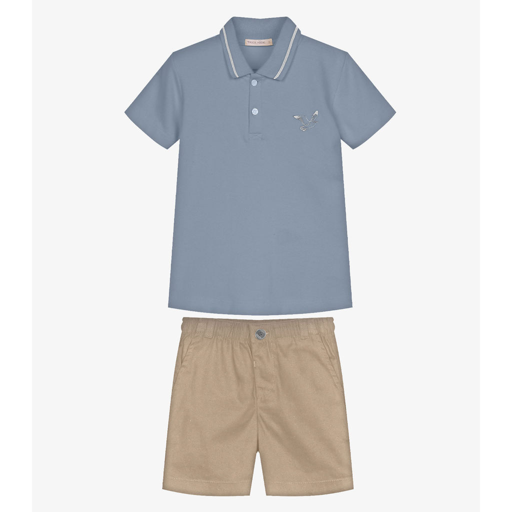 Conjunto Infantil Polo Com Bermuda Trick Nick Azul