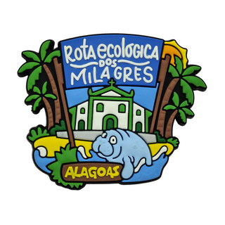 Ímã São Miguel dos Milagres AL Rota Ecológica Praia - Imã de Geladeira Emborrachado