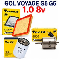 Kit Filtros Gol Voyage G5 G6 1.0 8v Oleo Ar e Combustivel 2008 a 2016