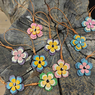 Enfeites de flores de couro feitos à mão Flores coloridas Couro curtido vegetal XC Cor correspondente Cera de neblina Co
