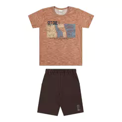 Conjunto Infantil Menino Baleia Puff Elian Marrom