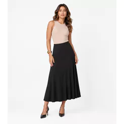 Saia Feminina Midi Evase Dianna Preto