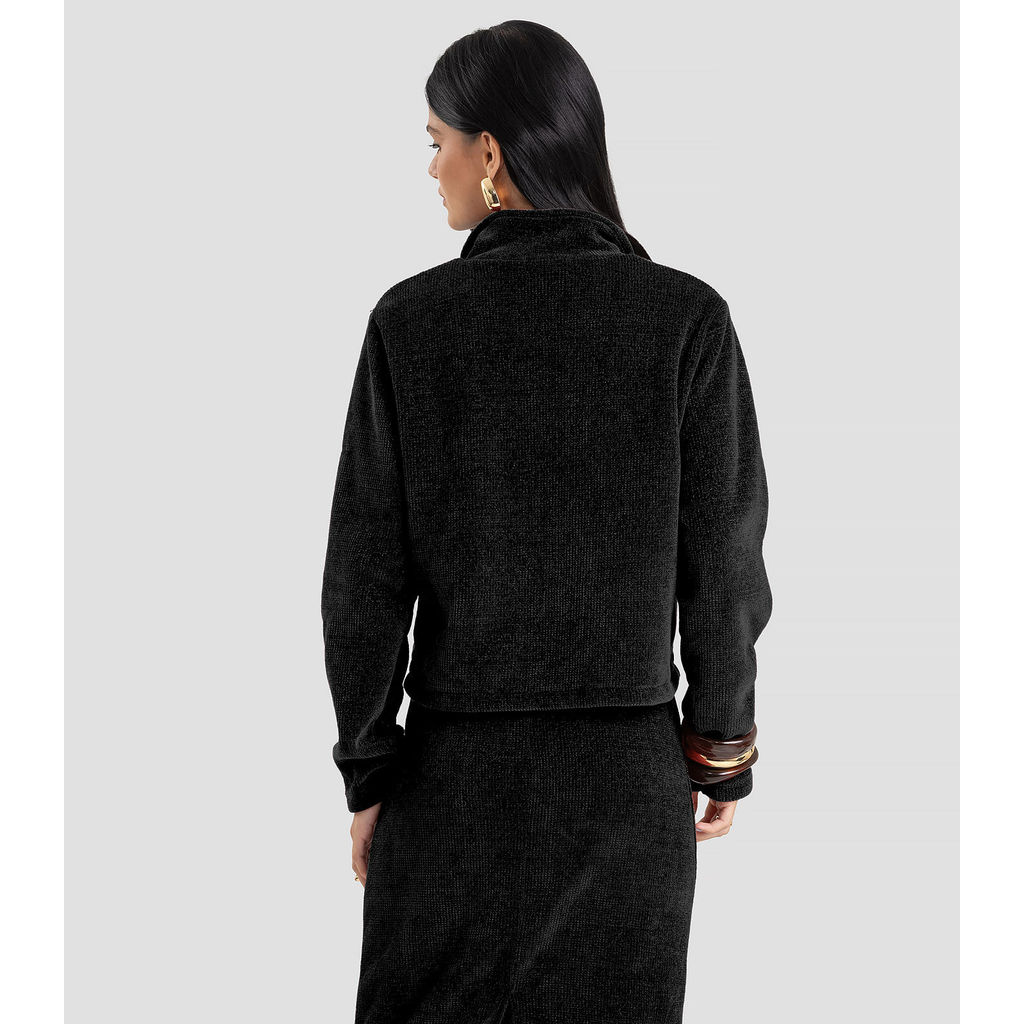 Jaqueta Feminina em Tricot Glow Shine Dianna Preto · foto 2
