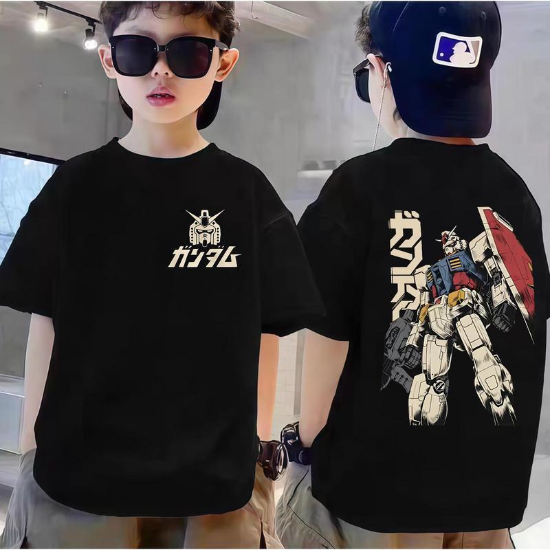 Comércio exterior verão novo estilo crianças médio grande crianças masculino puro algodão de manga curta camiseta Gundam