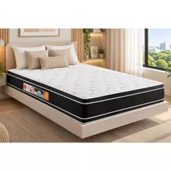 Colchão Casal Espuma D33 Black White AIR Double Face Euro Pillow (138x188x27) - Castor