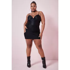 Saia Curta Up Glam Cintura Baixa Planet Girls Preto
