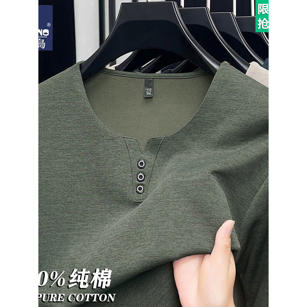 Woodpecker primavera outono novo estilo masculino em torno do pescoço de manga comprida camiseta puro algodão moletom de