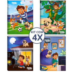 Kit Com 04 Cadernos Brochura 80 Folhas Turma do Duda - Jandaia