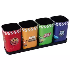 Porta Caneta Lápis Carros Mc Queen Mate Bandeja Organizador Mesa Pincéis Objetos Materiais Escritório Escola Plasútil