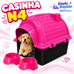Casinha N4 + Cama Para Cachorro + Comedouro + Bebedouro Pet Caminha Para Cachorro Casa Para Cachorro