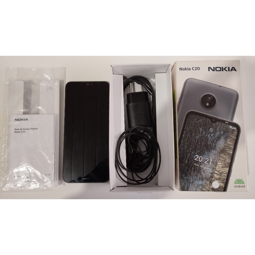 Celular Smartphone Nokia C20 Azul escuro 4G Tela 6,5” Dual Chip Octa-Core 2GB RAM 32GB armazenamento