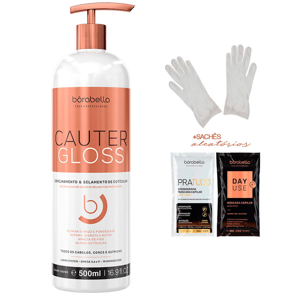 Cauter Gloss Borabella Elimina Frizz e Porosidade 500ml +Sachês/Luvas