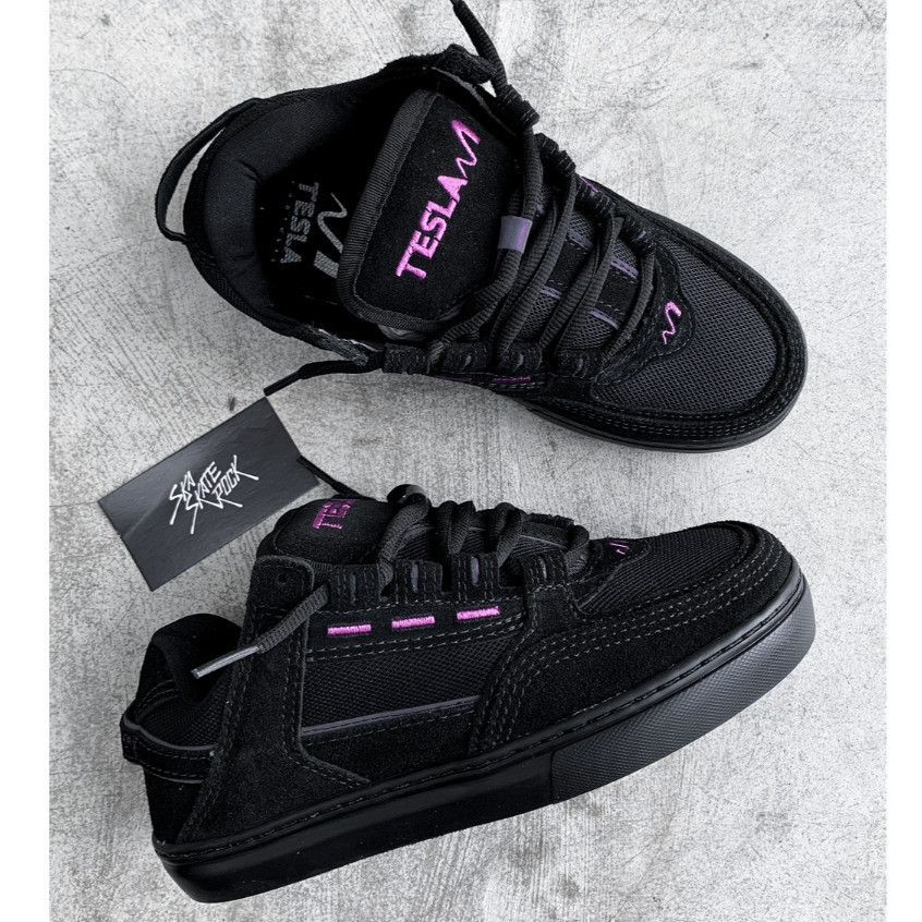 tênis tesla preto unissex masculino feminino casual, esportivo, skatista confortável, linha premium 34 ao 43