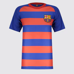 Camisa Barcelona Dry Fit Juvenil Azul e Vermelho
