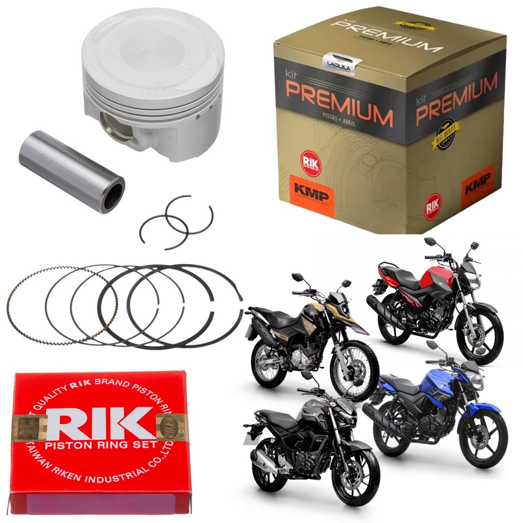 KIT PISTÃO KMP PREMIUM ANEL RIK 4.00 YAMAHA FACTOR 150 CROSSER 150 FAZER 150 FZ15