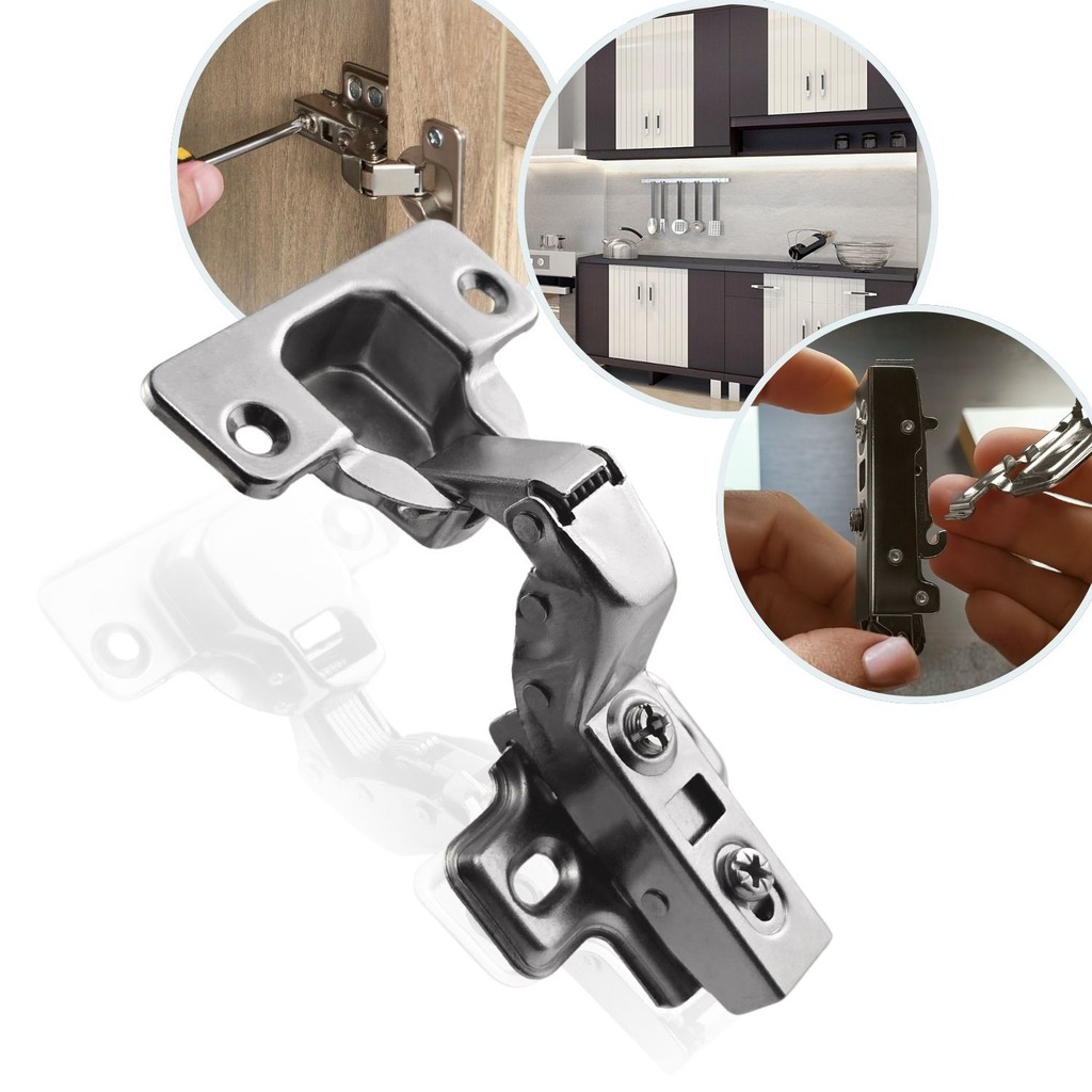Kit 1 Dobradiça Super Curva Embutir 35mm Click Amortecedor Portas Móveis Armário Caneco Resistente Mola Calço Soft Close