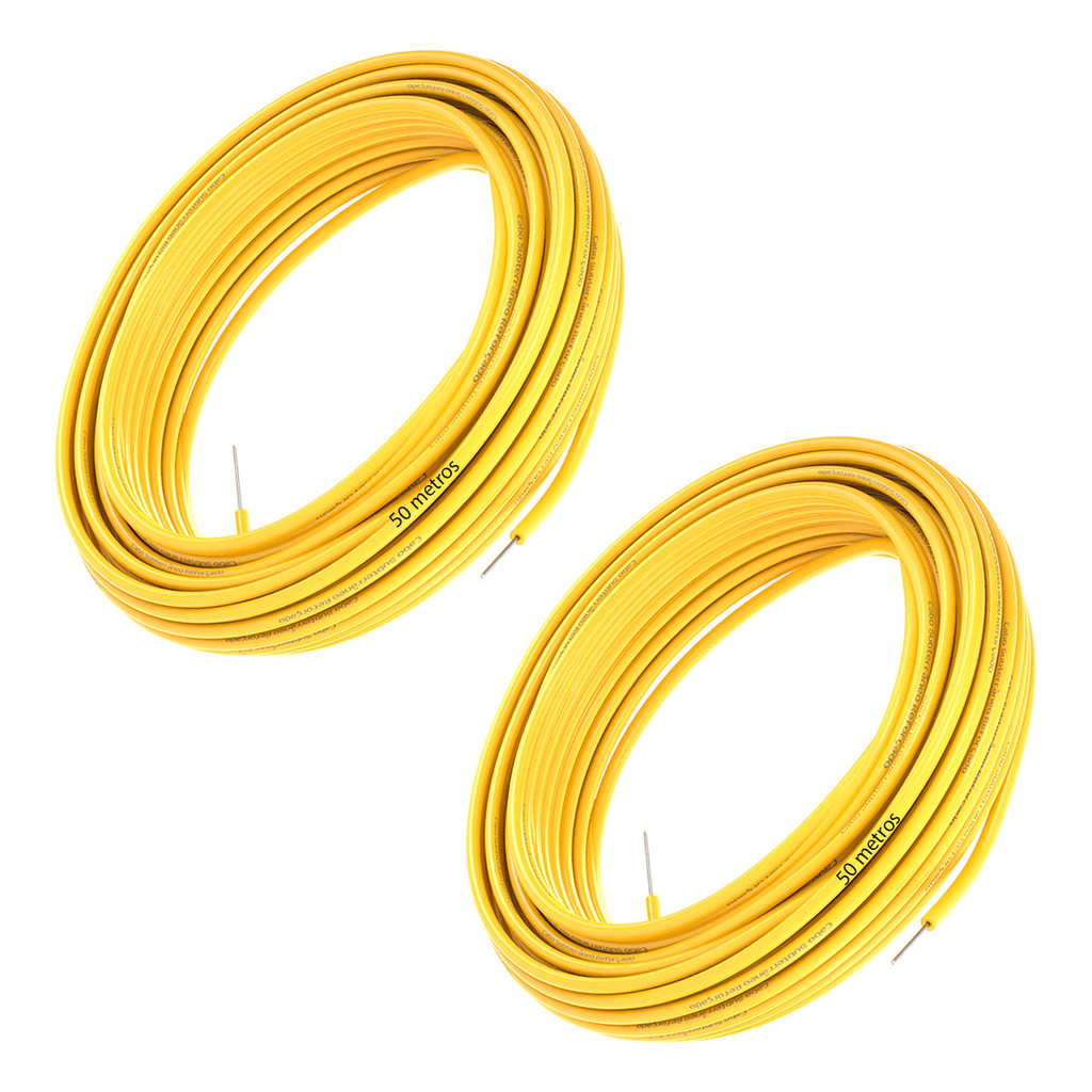 100m Cabo Subterrâneo 1.6mm para Cerca Elétrica Proteção UV Alta Isolação Durável Reforçado Amarelo